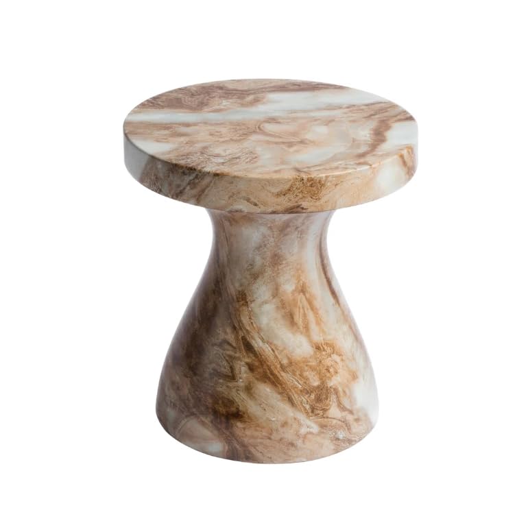 Modern Faux Marble End Table for Indoor and Outdoor | Weatherproof | 17'' H x 16.0'' W x 16.0'' D