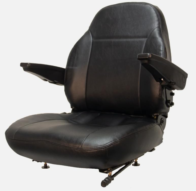 Zero Turn Lawn Mower Seat; Replacement Seat for Tractors, Fork Lifts, Skid Steers, UTV's, etc.; 25" H x 21.5" W x 24" D; Universal Slide System; Black; SU-440002BK