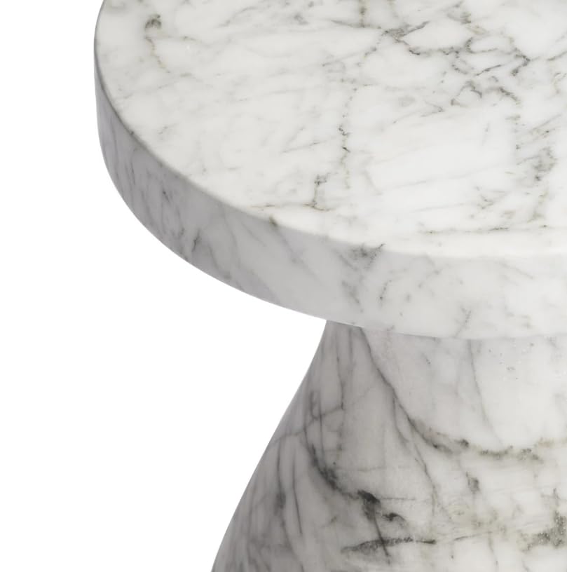 Modern Faux Marble End Table for Indoor and Outdoor | Weatherproof | 17'' H x 16.0'' W x 16.0'' D