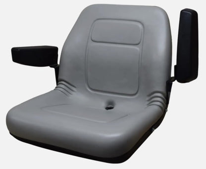 Lawn Mower Seat with Armrests, Slides; Replacement Seat for Tractors, Fork Lifts, Skid Steers, UTV's, etc.; Gray; Compatible with Bobcat, Dixie, Snapper, Toro, Kubota; Exmark, Bad Boy; SU-143001GR