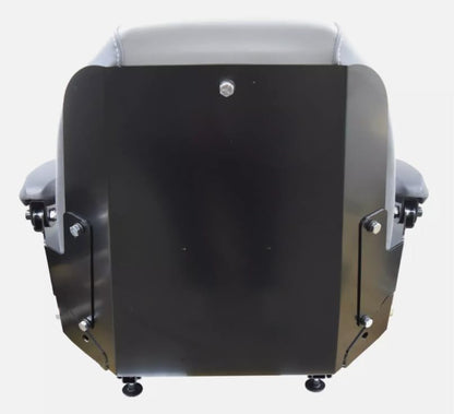 Gray Lawn Mower Seat with Armrests & Slides Compatible with Exmark Bobcat Dixie Snapper Toro Bad Boy Gravely Grasshopper Husqvarna Hustler & more; fits Skid Steers & Tractors; Drilling May Be Required