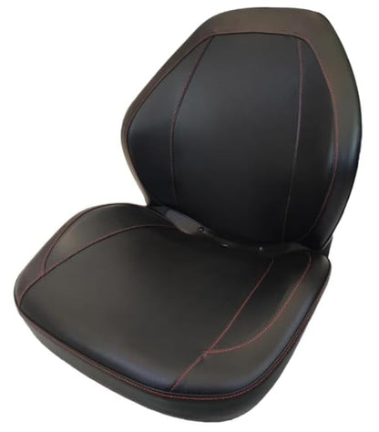 Replacement Seat for Zero Turn Lawn Mowers, Skid Steers, and UTV's; Black Sewn Vinyl; Compatible with Hustler, Jacobsen, John Deere, SCAG, Simplicity, Steiner, & more; SU-310000BK-3