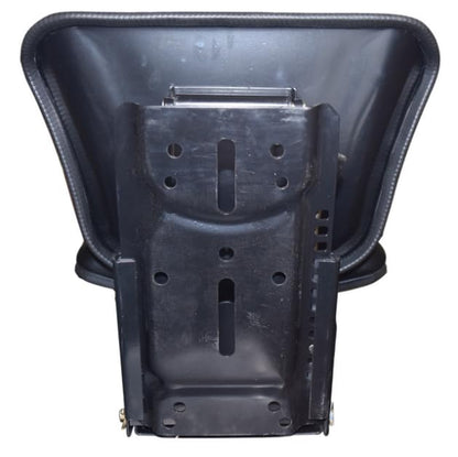 Universal trapezoid tractor seat with adjustable suspension; heavy duty Yellow vinyl covering, high density molded cushions and multiple mounting hole patterns; SU-Y10110YE