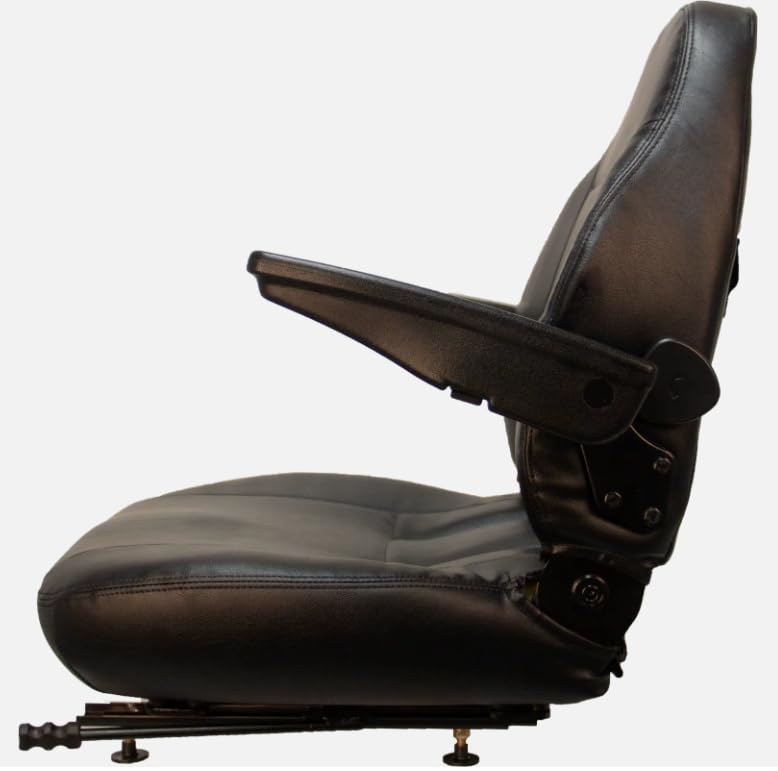 Zero Turn Lawn Mower Seat; Replacement Seat for Tractors, Fork Lifts, Skid Steers, UTV's, etc.; 25" H x 21.5" W x 24" D; Universal Slide System; Black; SU-440002BK