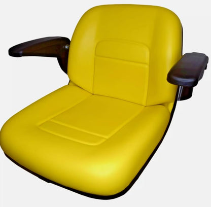 18.5 inch tall Replacement Tractor Seat Compatible with John Deere; Yellow Waterproof Vinyl Bucket Seat with Arm Rests: Please check your bolt-hole patterns