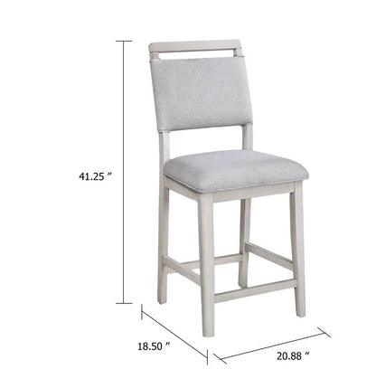 Round Counter Height Table and 4 Chairs | 5-Piece Set | White & Soft Gray