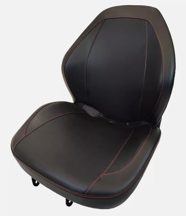 Replacement Seat for Tractors; Kubota B2650, L2501-L3800 and MX4700-MX5100 Series Tractors; Black Sewn Vinyl; Flip-up Hinge Mount; 310000BK+901005