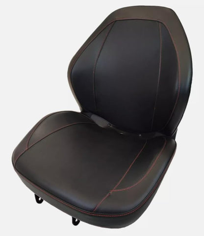 Replacement Seat for Tractors; Kubota B2650, L2501-L3800 and MX4700-MX5100 Series Tractors; Black Sewn Vinyl; Flip-up Hinge Mount; 310000BK+901005