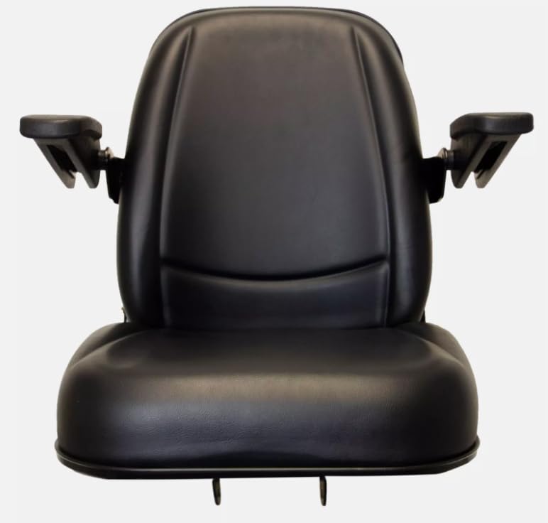 Tractor Seat with Flip-up Hinge Bracket & Armrests; Compatible with Kubota Tractor Series: B2650, L2501, L2800, L3200, L3400, L3700, L3800, MX4700, MX5100; SU-230015BK+SU-901005