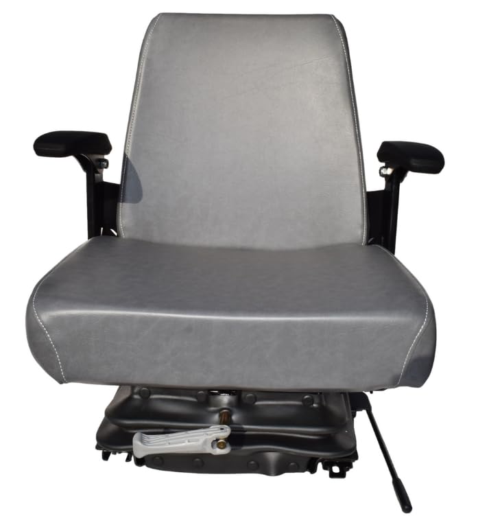 Replacement Seat for Zero Turn Mowers with Suspension & Armrests; Gray; 23.5" H (Max); Replaces Hustler 781104, 781849 and 792051; SU-311111GR-H3