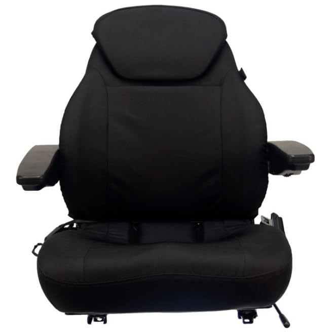 Lawn Mower Seat Replacement with Armrests and Slides; 31" H (Max); Tractor Replacement Seat; Cordura Fabric; Black; SU-440000BK