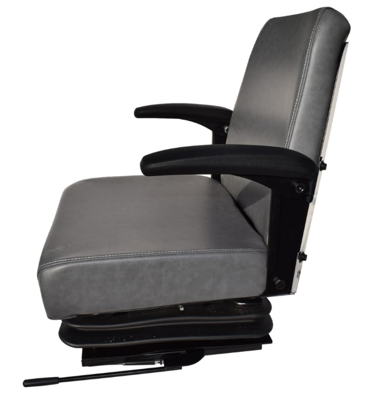 Replacement Seat for Zero Turn Mowers with Suspension & Armrests; Gray; 23.5" H (Max); Replaces Hustler 781104, 781849 and 792051; SU-311111GR-H3