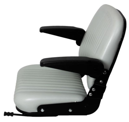 Zero Turn Mower Seat; Replacement Seat for Tractors, Fork Lifts, Skid Steers, UTV's, etc.; Folds Down; 22.75" H x 26" W x 21" D; Drilling May Be Required; includes Slides; PVC; SU-220000GR