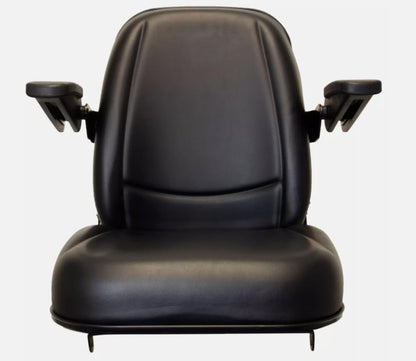 Tractor Seat with Flip-up Hinge Bracket & Armrests; Compatible with Kubota Tractors L5040, L5240, & L5740; M5, M5040, M5140, M6040, M7040, M7060, M8540, M8560, M9540, M9960; 230015BK+901001-B
