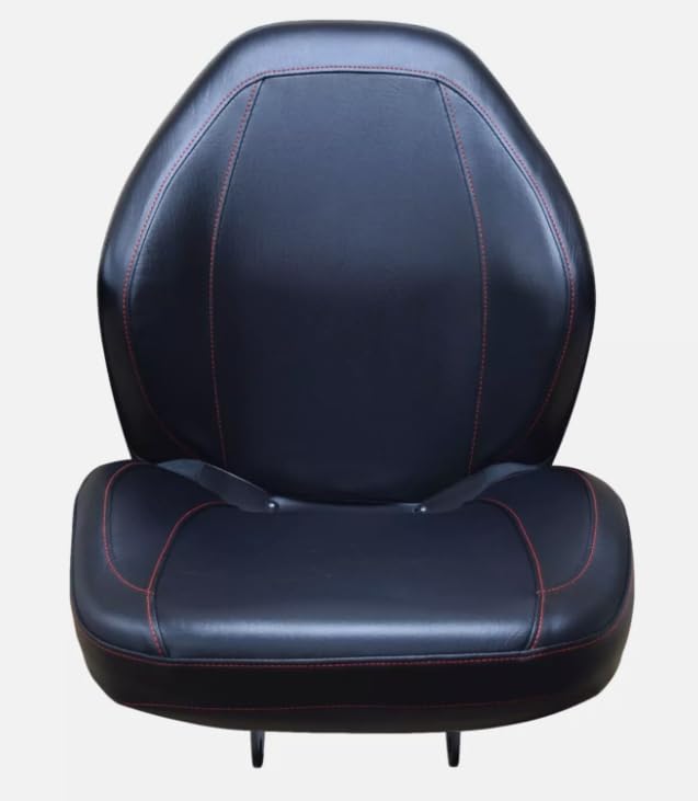 Replacement Seat for Tractors; Kubota B2650, L2501-L3800 and MX4700-MX5100 Series Tractors; Black Sewn Vinyl; Flip-up Hinge Mount; 310000BK+901005