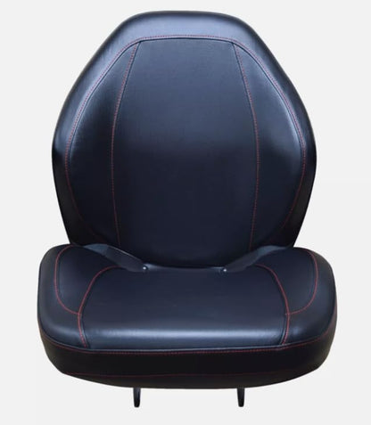 Replacement Seat for Tractors; Kubota B2650, L2501-L3800 and MX4700-MX5100 Series Tractors; Black Sewn Vinyl; Flip-up Hinge Mount; 310000BK+901005