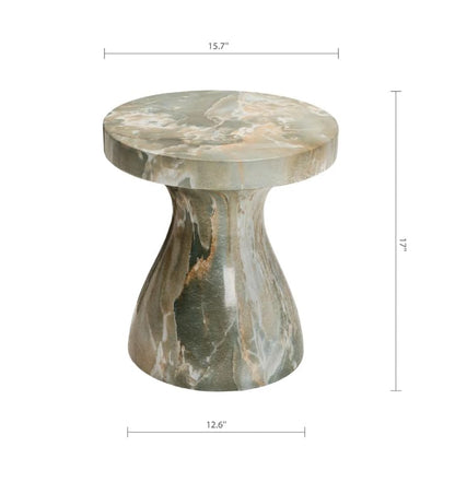 Modern Faux Marble End Table for Indoor and Outdoor | Weatherproof | 17'' H x 16.0'' W x 16.0'' D