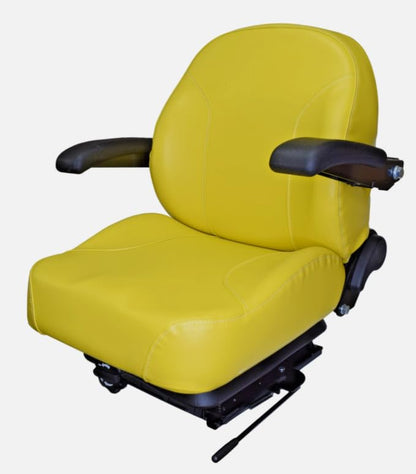 Yellow Replacement Seat with Suspension for Zero Turn Mowers, Tractors, & Skid Steers; Armrests & Sildes; OEM Styling; Compatible with Hustler, John Deere, Caterpillar, Case, Gravely, Cub Cadet, etc