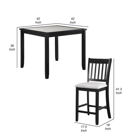 Counter Height Table and 4 Chairs | 5-Piece Set | Black & White