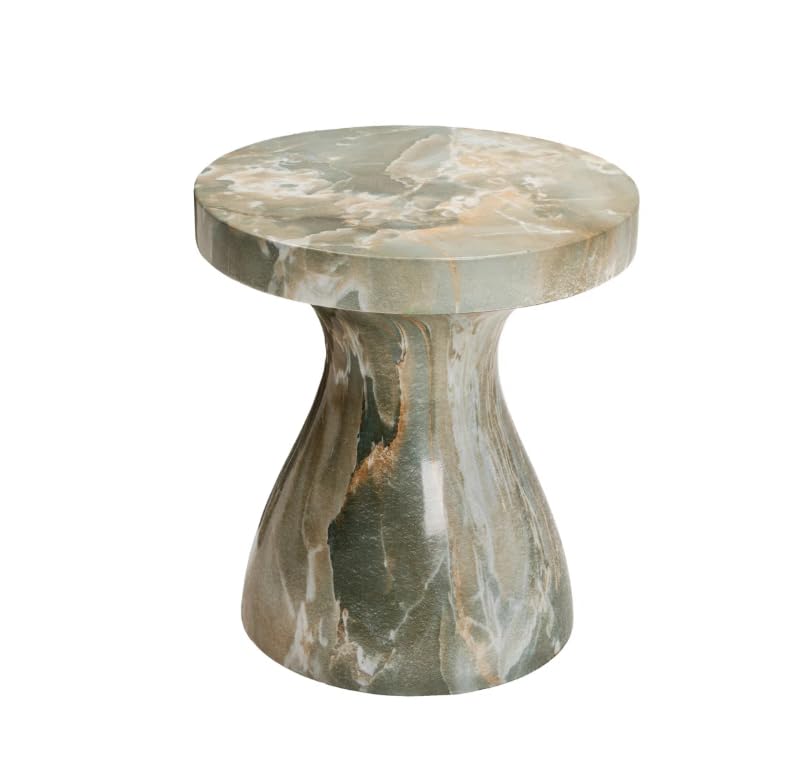 Modern Faux Marble End Table for Indoor and Outdoor | Weatherproof | 17'' H x 16.0'' W x 16.0'' D