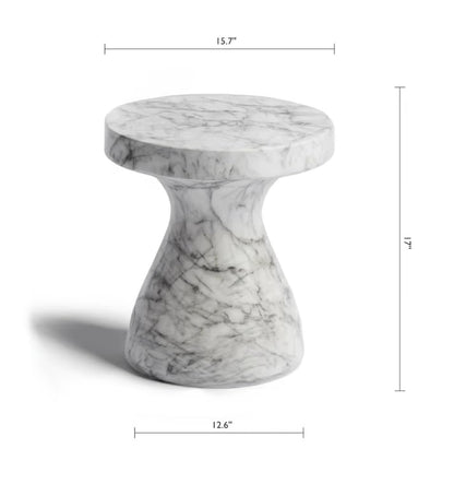 Modern Faux Marble End Table for Indoor and Outdoor | Weatherproof | 17'' H x 16.0'' W x 16.0'' D