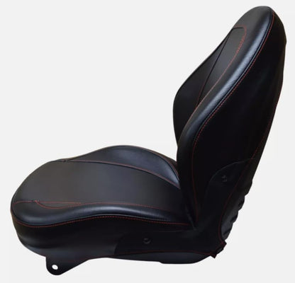 Replacement Seat for Tractors; Includes Flip-up Hinge; Compatible with Farmall Series: 31, 35, 40, 45, 45A, 50, 55A, 65A, 75A; Black Sewn Vinyl; 310000BK+901004-F