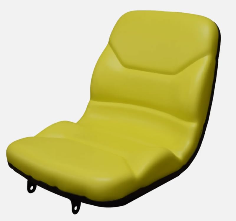 Tractor Seat with Flip-Up Bracket Compatible with John Deere Compact Tractor Models: 1070, 3005, 4005, 670, 770, 790, 870, 970, 990; Replaces JD part numbers M805158 & M803465; Yellow; 108000YE+901002