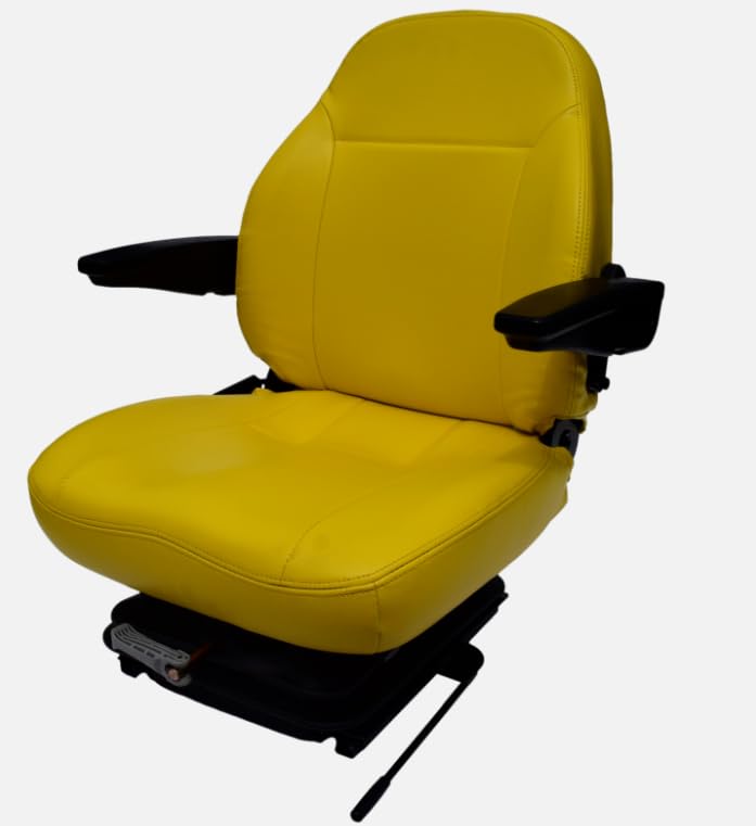 Zero Turn Lawn Mower Seat with Suspension and Armrests; Compatible with Kubota Lawn Mowers: F2880, F3680, ZD323, ZD326, ZG327 & Compact Tractor: B26TLB; Yellow; 440002YE+J21-SP1