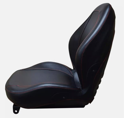 Replacement Seat for Tractors; Kubota B2650, L2501-L3800 and MX4700-MX5100 Series Tractors; Black Sewn Vinyl; Flip-up Hinge Mount; 310000BK+901005