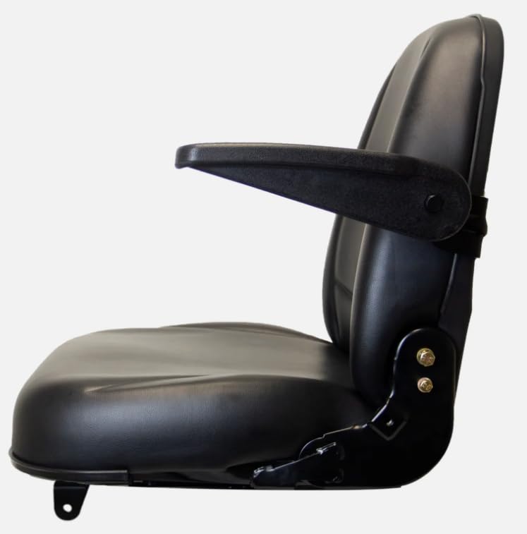 Tractor Seat with Flip-up Hinge Bracket & Armrests; Compatible with Kubota L3030, L3130, L3430, L3830, L4030, L4330, L34630, L5030, L3040, L3240, L3540, L3940, L4040, L4240, L4740; 230015BK+901001-A