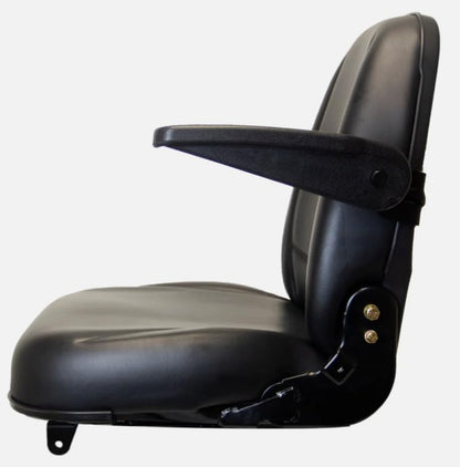Tractor Seat with Flip-up Hinge Bracket & Armrests; Compatible with Kubota L3030, L3130, L3430, L3830, L4030, L4330, L34630, L5030, L3040, L3240, L3540, L3940, L4040, L4240, L4740; 230015BK+901001-A