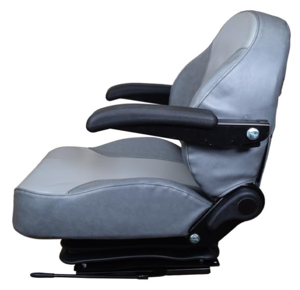 Replacement Seat for Skid Steers; includes Suspension & Armrests; Gray; Compatible with John Deere 326D, 328, 328D, 329D, 332, 332D, 333D, CT315, CT322, CT332; SU-201111DGLG-J3