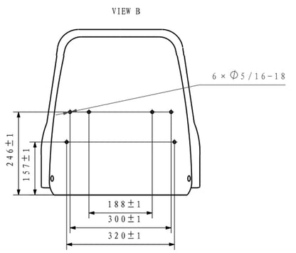 Contoured Replacement Seat; Forklifts, Tractors, Backhoe Loaders, etc.; 20.5" H; Slides; Compatible with Case, Ditch Witch, Vermeer, Maggey Ferguson; Drilling May Be Required; SU-108010BK