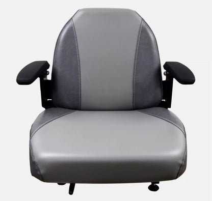 Gray Lawn Mower Seat with Armrests & Slides Compatible with Exmark Bobcat Dixie Snapper Toro Bad Boy Gravely Grasshopper Husqvarna Hustler & more; fits Skid Steers & Tractors; Drilling May Be Required