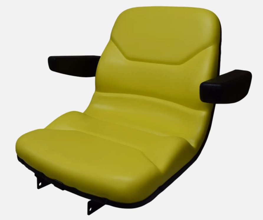 Tractor Seat with Flip-Up Bracket Compatible with John Deere Tractor Models: 650, 750, 850, 900HC, 950, 1050; Replaces JD part number CH16115; Yellow; 108000YE+901007