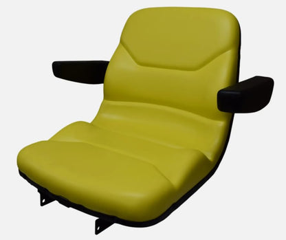 Tractor Seat with Flip-Up Bracket & Armrests Compatible with John Deere Tractor Models: 650, 750, 850, 900HC, 950, 1050; Replaces JD part number CH16115; Yellow; 108001YE+901007