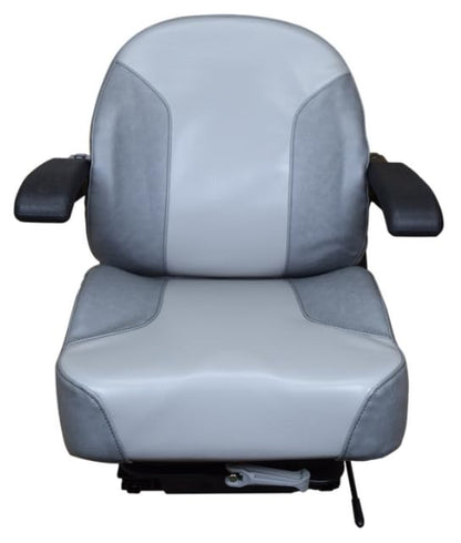 Suspension Seat for Lawn Mowers, Zero Turn Mowers & Skid Steers; Armrests; Gray; Compatible with Dixon, Exmark, Ferris, Gehl, Grasshopper, Jacobsen; Mustang; Simplicity; Walker; Woods; 201111DGLG