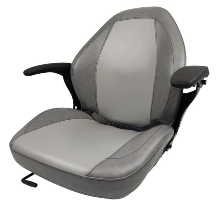 Zero Turn Mower Seat with Armrests and Slides; Replacement Seat for Tractors, Fork Lifts, Skid Steers, UTV's, etc.;  21" H x 24" W x 23.5" D; Bolt pattern: 11.25" x 11"; SU-310011DGLG