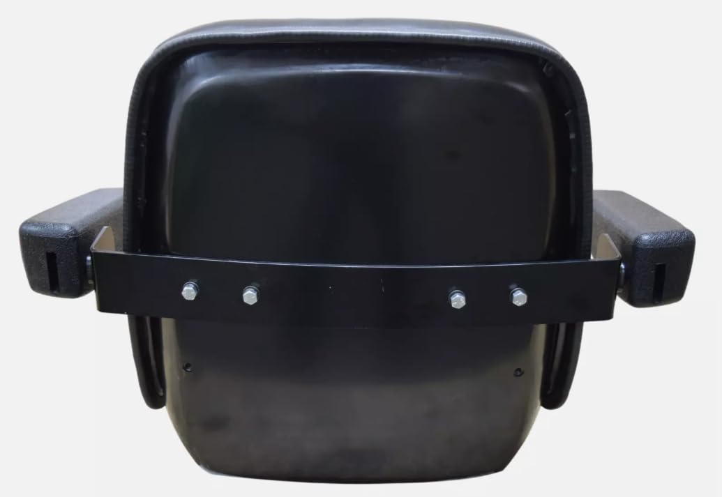 Lawn Mower Seat w/ Armrests; Replacement Seat for Tractors, Fork Lifts, Skid Steers, UTV's, etc.; Compatible with AGCO, Cub Cadet, Walker; Drilling May Be Required; Black Vinyl; 108000BK-AR