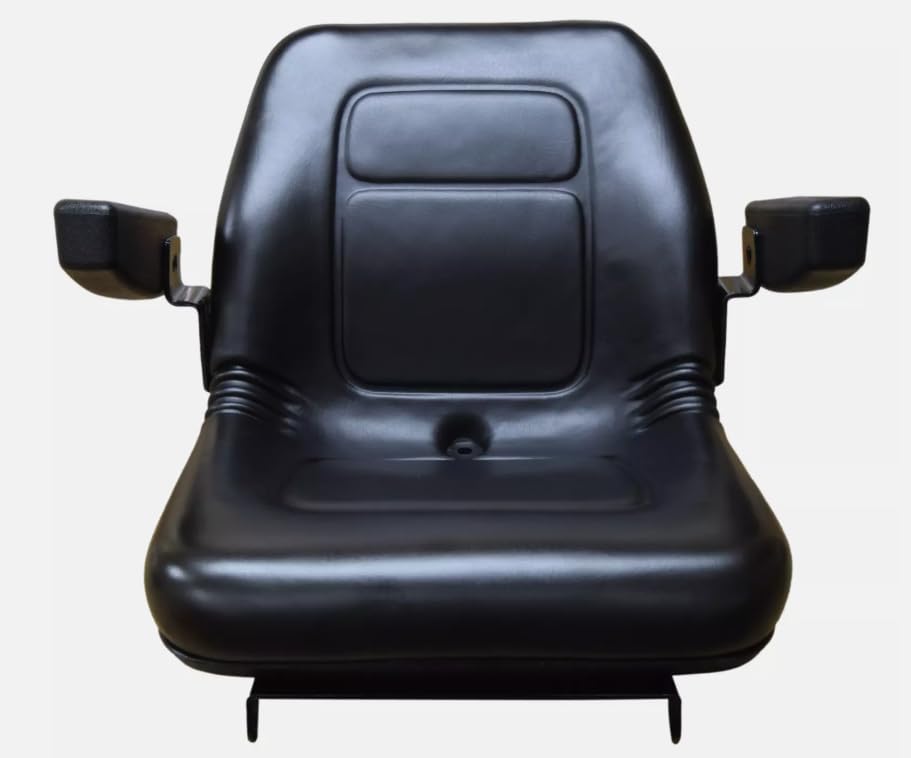Tractor Seat with Flip-up Hinge Bracket & Armrests; Compatible with Kubota Tractors L5040, L5240, & L5740; M5, M5040, M5140, M6040, M7040, M7060, M8540, M8560, M9540, M9960; 143001BK+901001-B