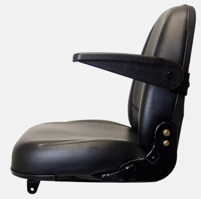 Tractor Seat with Flip-up Hinge Bracket & Armrests; Compatible with Kubota Tractor Series: B2650, L2501, L2800, L3200, L3400, L3700, L3800, MX4700, MX5100; SU-230015BK+SU-901005
