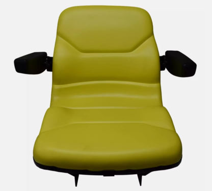 Tractor Seat with Flip-Up Bracket Compatible with John Deere Tractor Models: 650, 750, 850, 900HC, 950, 1050; Replaces JD part number CH16115; Yellow; 108000YE+901007
