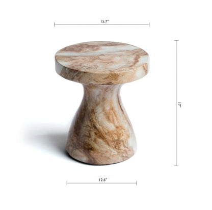 Modern Faux Marble End Table for Indoor and Outdoor | Weatherproof | 17'' H x 16.0'' W x 16.0'' D