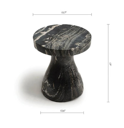 Modern Faux Marble End Table for Indoor and Outdoor | Weatherproof | 17'' H x 16.0'' W x 16.0'' D