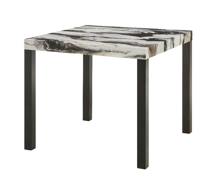 Chic Faux Marble Counter Height Table and 4 Upholstered Chairs | 5-Piece Set | Black, White, Cream, Brown, Beige, Tan