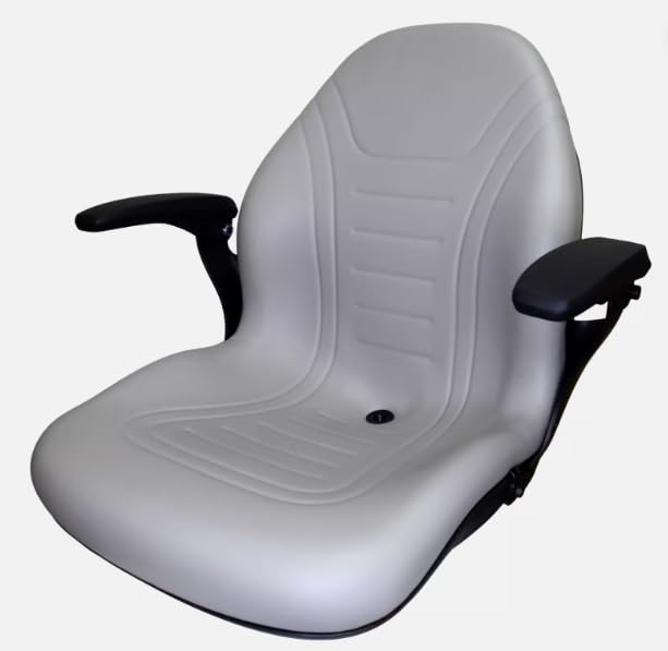 Tractor and Lawn Mower Seat Compatible with Bobcat, Dixie Snapper, Toro, Exmark, Kubota, Bad Boy; Gray Waterprrof Vinyl; Drilling in the Mounting Deck May Be Required