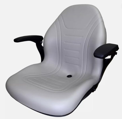 Tractor and Lawn Mower Seat Compatible with Bobcat, Dixie Snapper, Toro, Exmark, Kubota, Bad Boy; Gray Waterprrof Vinyl; Drilling in the Mounting Deck May Be Required
