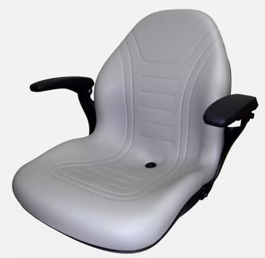 Tractor and Lawn Mower Seat Compatible with Bobcat, Dixie Snapper, Toro, Exmark, Kubota, Bad Boy; Gray Waterprrof Vinyl; Drilling in the Mounting Deck May Be Required