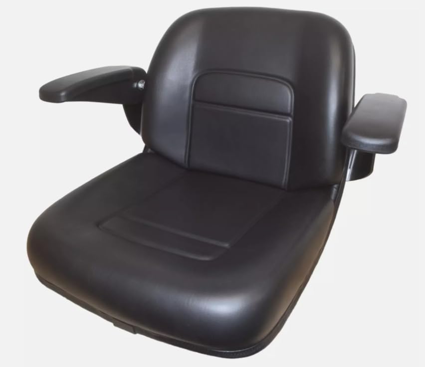Lawn Mower Seat Compatible with Gravely, Husqvarna, Hustler; Black Waterproof Vinyl Bucket Seat with Arm Rests: Please check your bolt-hole patterns