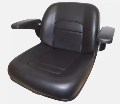 Lawn Mower Seat Compatible with Gravely, Husqvarna, Hustler; Black Waterproof Vinyl Bucket Seat with Arm Rests: Please check your bolt-hole patterns